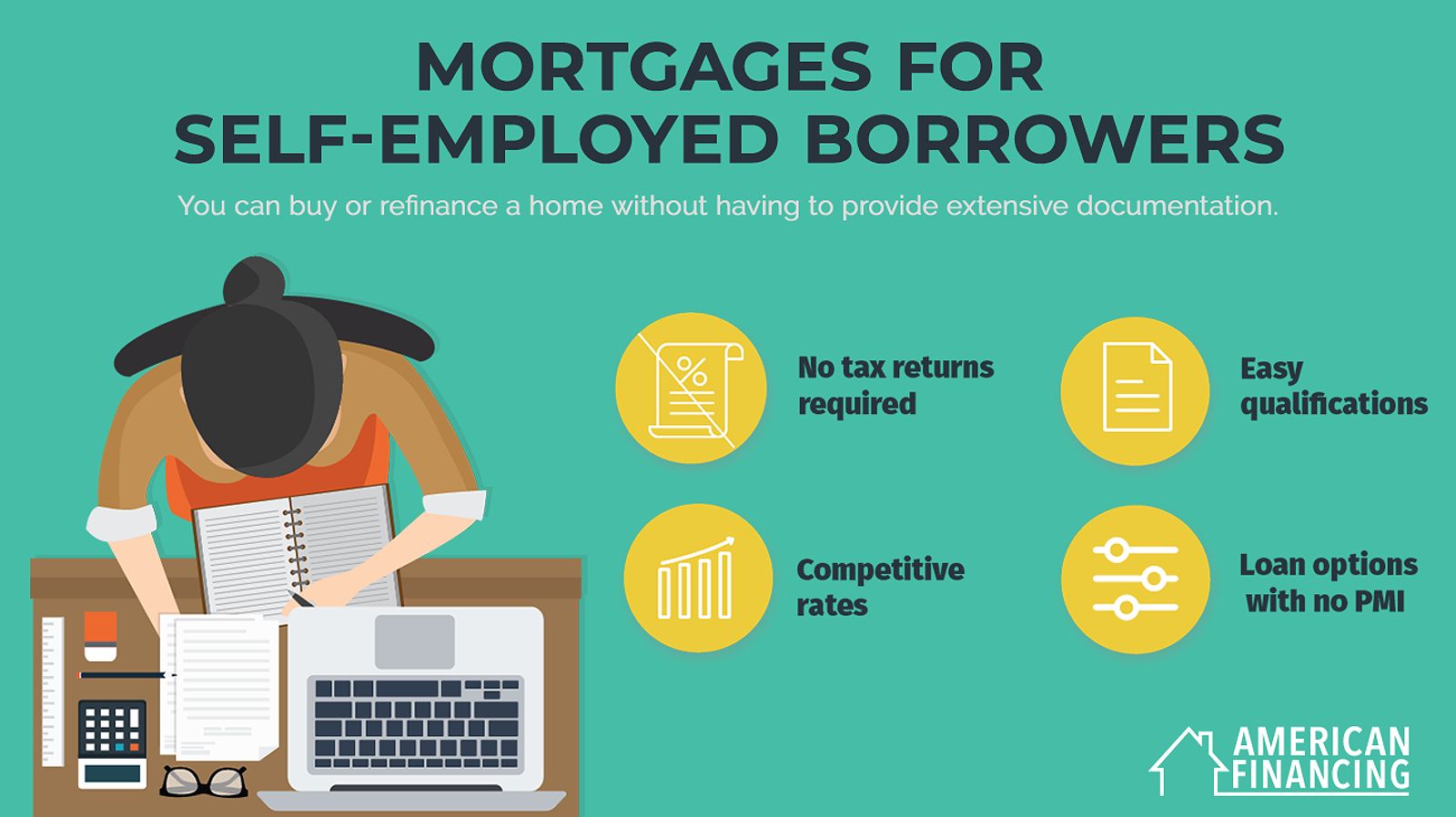 Graphic illustrating the benefits of a bank statement home loan.