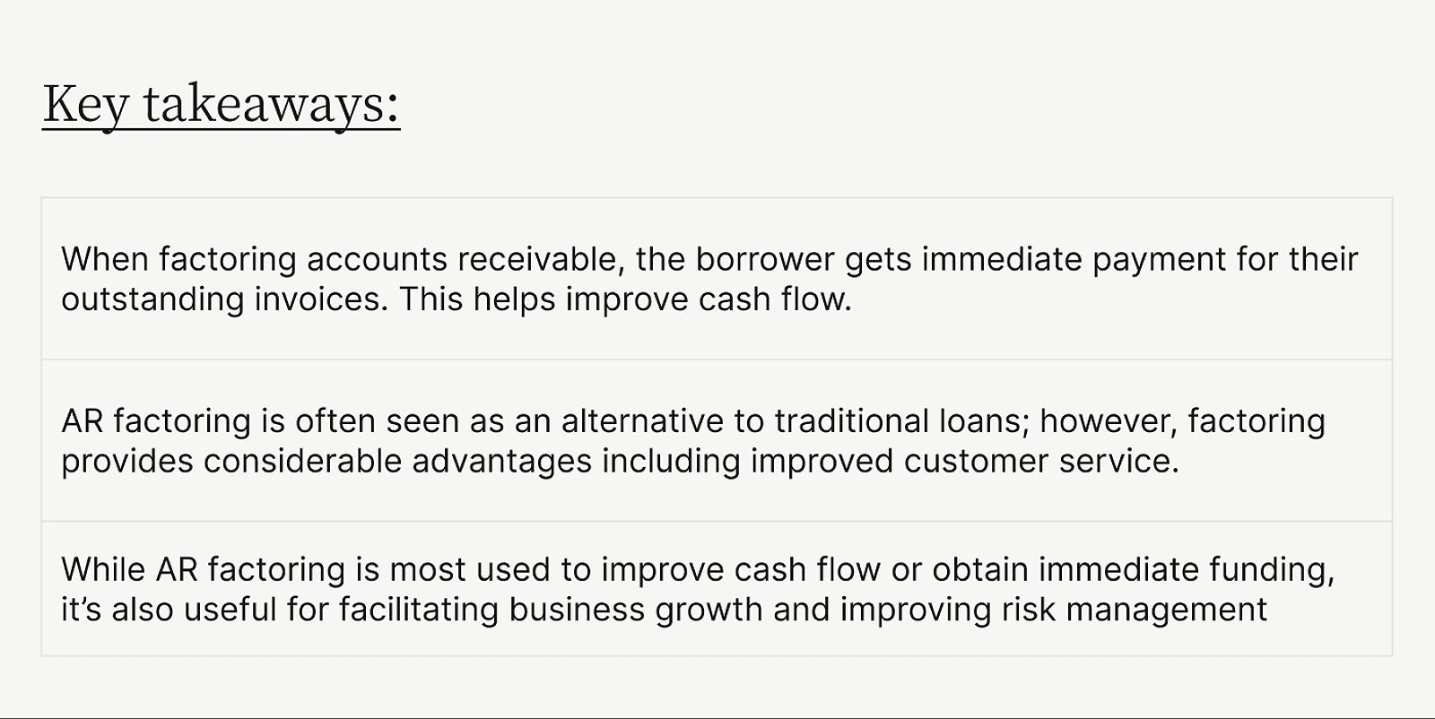 Key takeaways: accounts receivable factoring